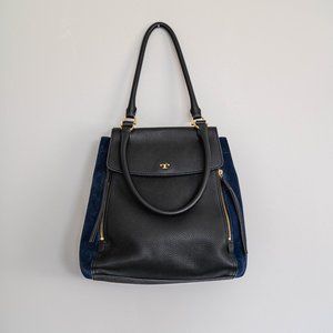 Tory Burch Leather & Suede Half-Moon Tote